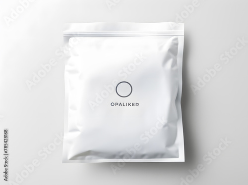Realistic Blank white plastic sachet mock up for cosmetic cream packaging isolated on white background photo