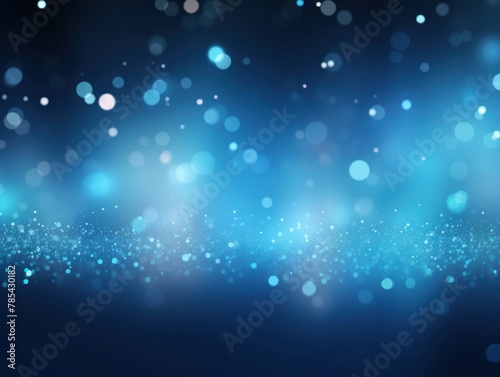 Sky Blue abstract glowing bokeh lights on a black background with space for text or product display
