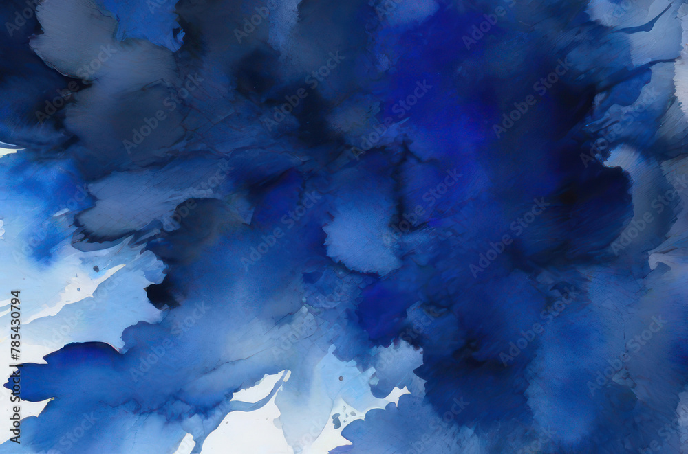 blue dark sky and clouds aquarelle background