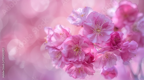 Soft Pink Cherry Blossoms on Blurred Background © mariiaplo