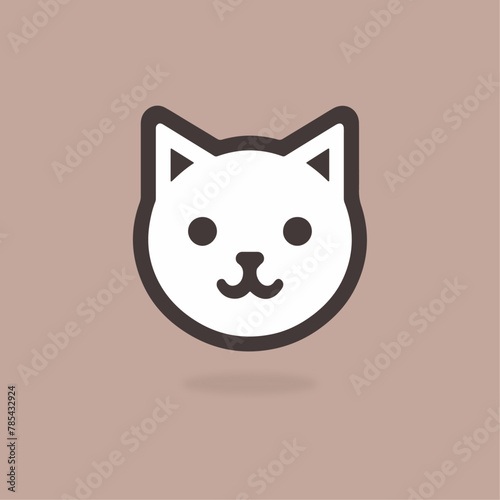 Feline Charm: A Captivating Cat Face Illustration Perfect for Icons and Logos, Radiating Playfulness and Sweetness. photo