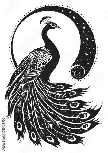 PNG Surreal aesthetic peacock logo art anhinga stencil