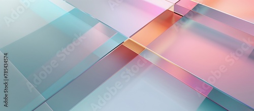 Abstract transparent geometric pattern in soft gradient colors, Background with transparent shapes and lines in pastel colors for presentation use, AI generated