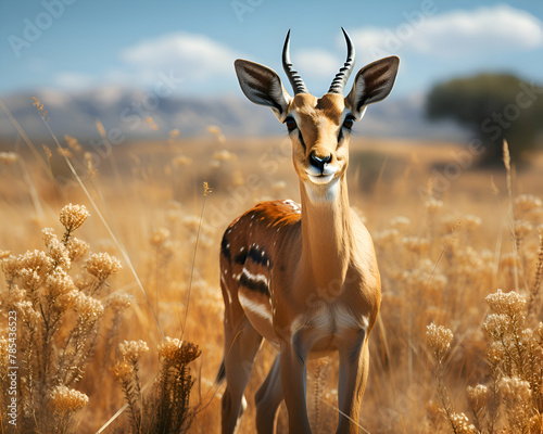 Portrait of a gazelle walking in jungle