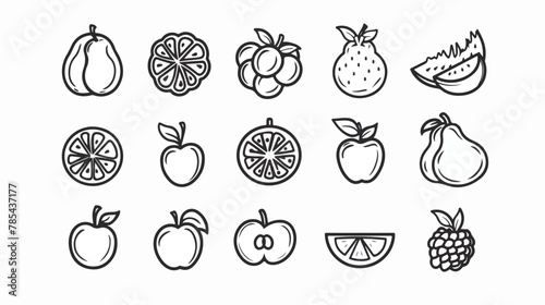 Fruit icons thin line art set. Black vector symbols 