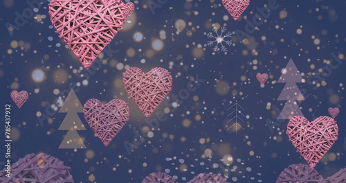 Image of hearts floating over violet background