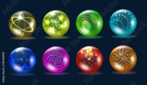 Magic glowing crystal spheres