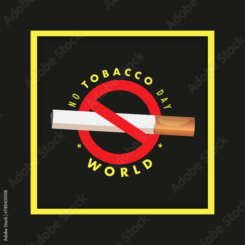 concept of no smoking and World No Tobacco Day. Banner with red circle stop tobacco sign and cigarette. texture background vector design