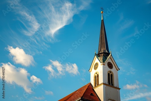 church steeple and clouds photo