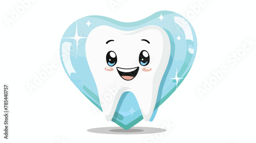 Glad strong shielded cheerful cartoon tooth character