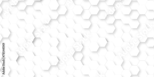 Fototapeta Naklejka Na Ścianę i Meble -  	
Seamless creative geometric Pattern of white hexagon white abstract hexagon wallpaper or background. 3D Futuristic abstract honeycomb mosaic white background. white hexagon geometric texture.