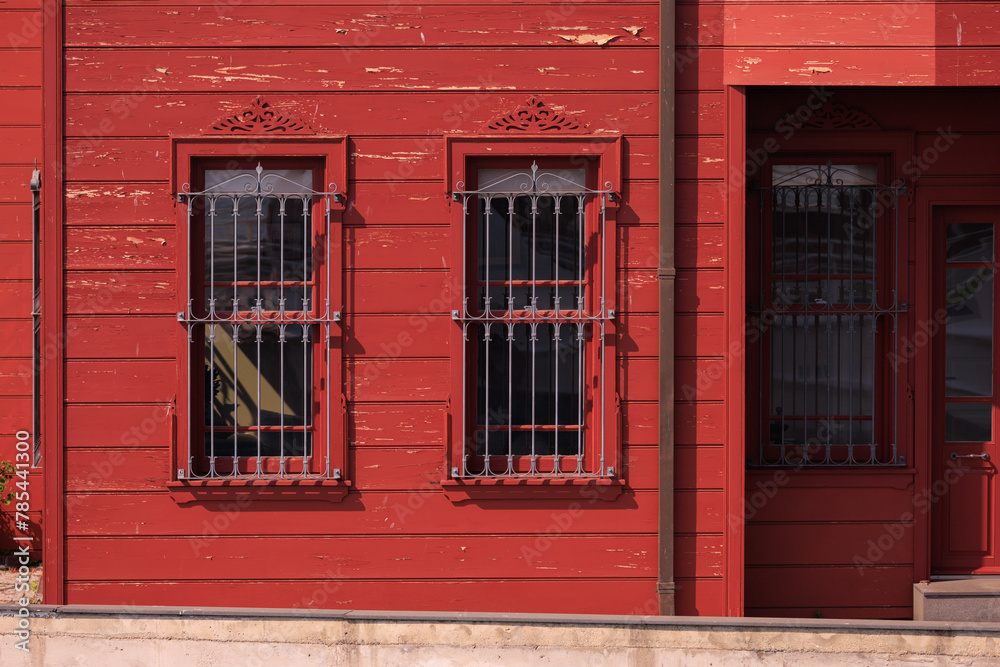 Elements of architectural decorations of buildings, old windows and window openings, arches and patterns. On the streets in Turkey, public places.