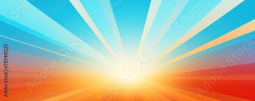 Sun rays background with gradient color, blue and orange, vector illustration