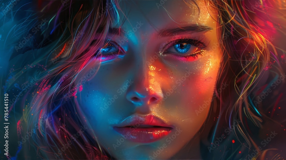 Craft a portrait glowing with dynamic energy and vibrant colors Craft a portrait glowing with dynamic energy and vibrant colors
