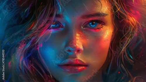 Craft a portrait glowing with dynamic energy and vibrant colors