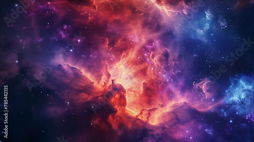 Colorful and Detailed Nebula in Space