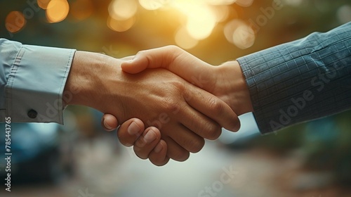 A handshake moment during the signing of a significant marketing partnership. AI generate illustration photo