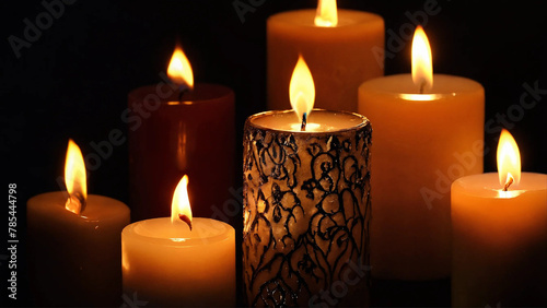 Beautiful array of decorative candles 16 9 with copy space