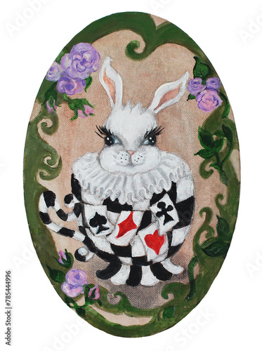 Alice in Wonderland  vintage style original painting