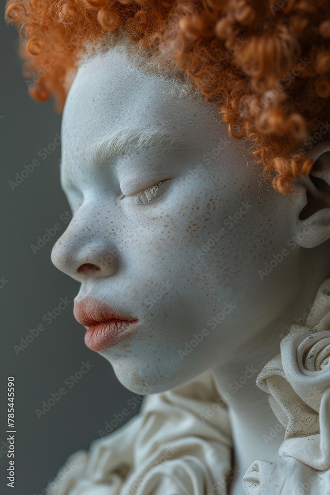 International Day against Albinism. Stylish Portrait of an albino girl