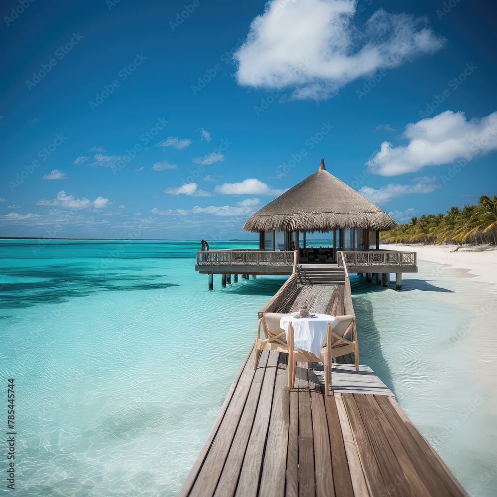 romatic hotel resort on the maldives located UHD Wallpaper