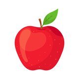 Red apple isolated on transparent background. Fruit icon for farm market. Vector illustration in flat style.
