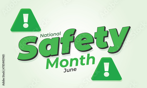 National Safety month. background, banner, card, poster, template. Vector illustration.