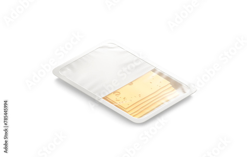 Blank white transparent cheese pack mockup, side view