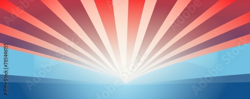 Sun rays background with gradient color, blue and red, vector illustration. Summer concept design banner template for presentation