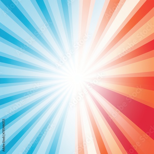 Sun rays background with gradient color  blue and red  vector illustration. Summer concept design banner template for presentation
