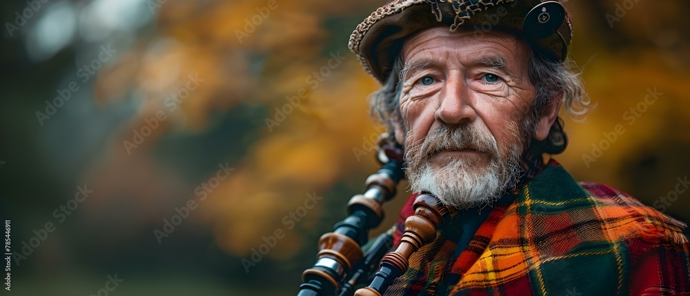 A Regal Scottish Piper Embracing Tradition. Concept Cultural Heritage, Bagpipe Music, Tartan Patterns, Proud Tradition, Scottish Culture