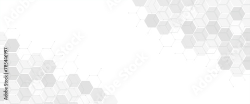 Hexagon pattern. Monochrome background. Texture of geometric shapes, hexagons. Lines, dots, cells, honeycombs.