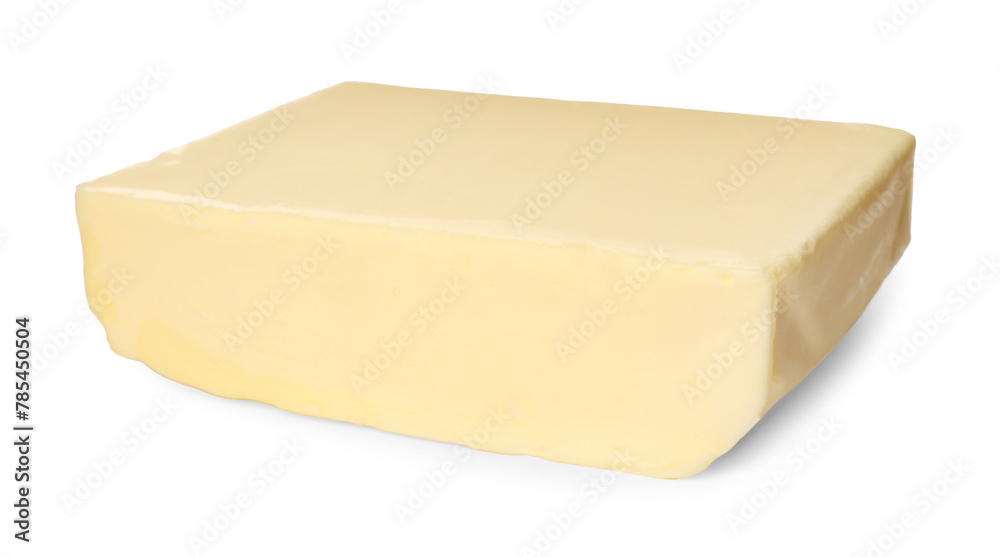 Block of tasty butter isolated on white