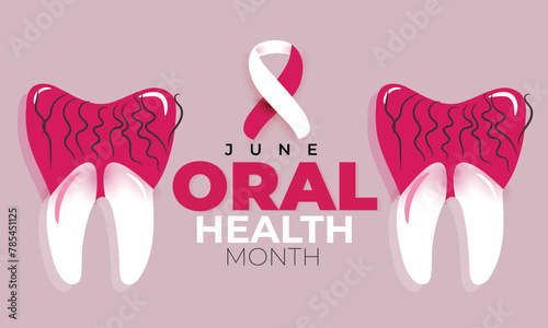 Oral health month. background, banner, card, poster, template. Vector illustration.