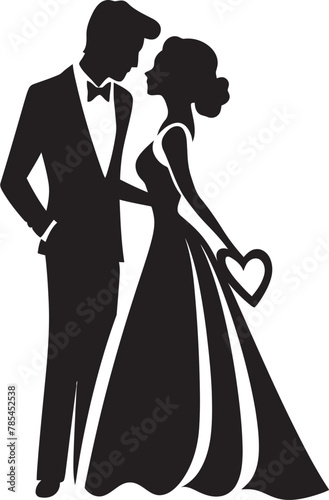 Romantic Swiss Alps Wedding Couple Vector Illustration