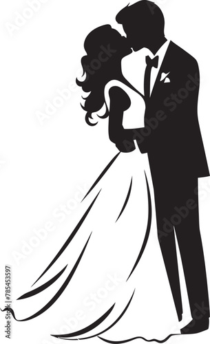 Romantic Finnish Lakeside Wedding Couple Vector Illustration