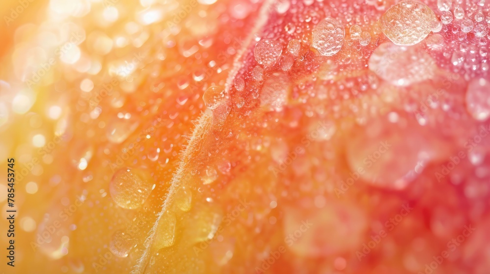 Close-up showcases peach fuzz color spectrum, emphasizing intricate skin texture. Peach fuzz color
