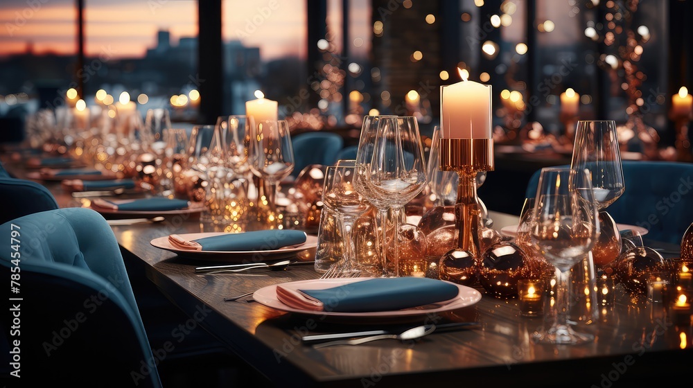place setting at a table in the night elegant UHD Wallpaper