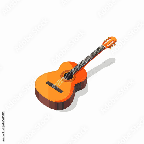 an orange acoustic guitar with a long neck