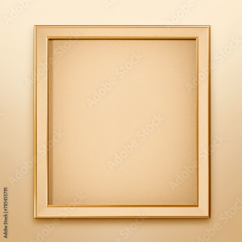Tan velvet background with golden frame  luxury and elegant template for design. Vector illustration of tan texture fabric with gold square border