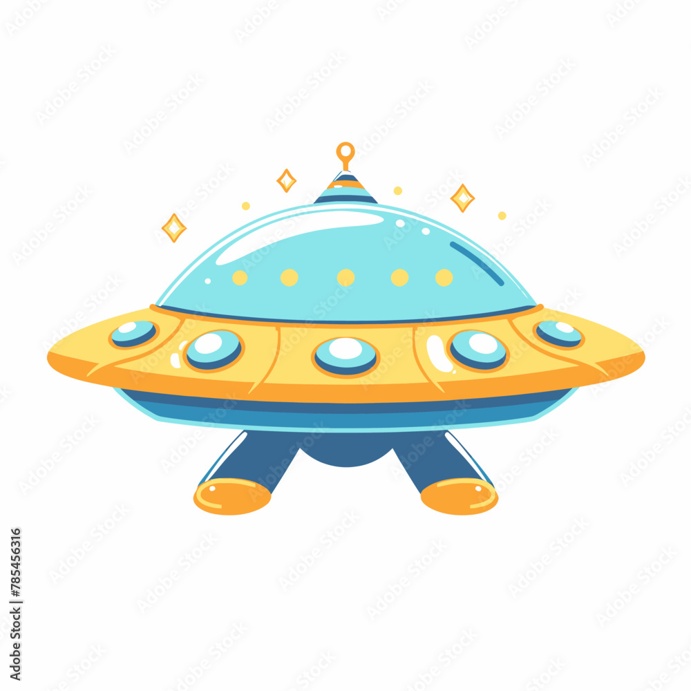 a yellow and blue flying saucer on a white background a yellow and blue flying saucer on a white background