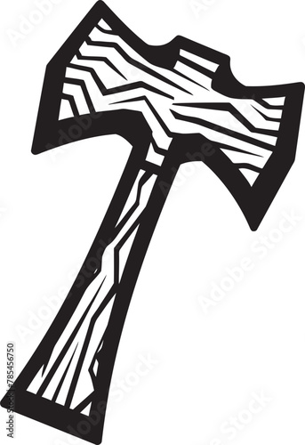 Sturdy Woodcut Axe Vector Drawing