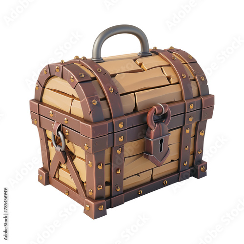 Cartoon closed pirate chest with padlock on a white background cartoon 3D   © NADEZHDA