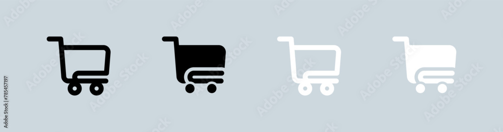 Shopping cart icon set in black and white. Buy signs vector illustration. Shopping cart icon set in black and white. Buy signs vector illustration.
