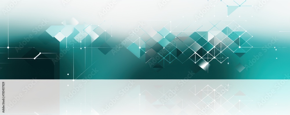 Teal and white background vector presentation design, modern technology business concept banner template with geometric shape