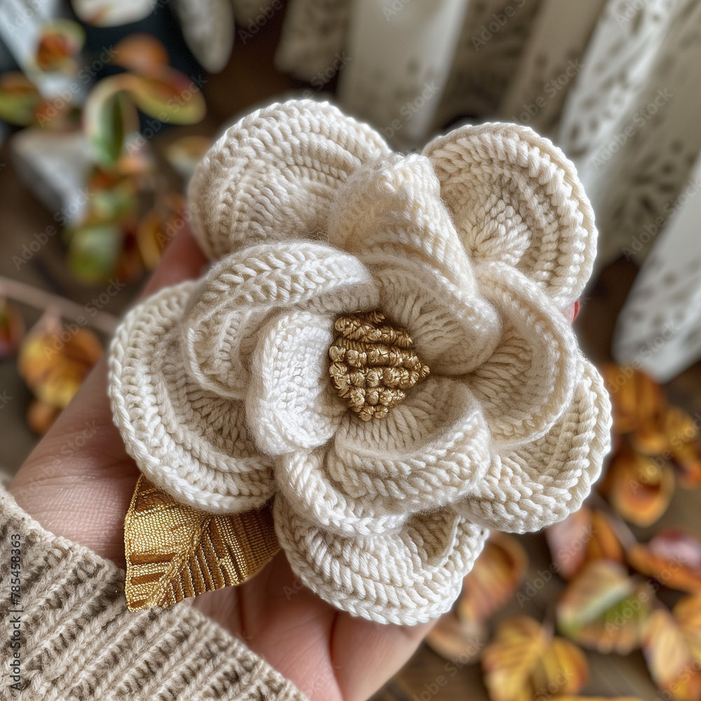 Obraz premium Wool knit flower 
