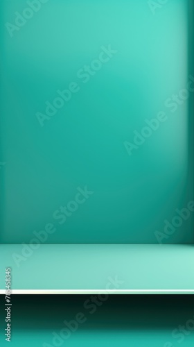 Teal background, gradient teal wall, abstract banner, studio room. Background for product display with copy space.