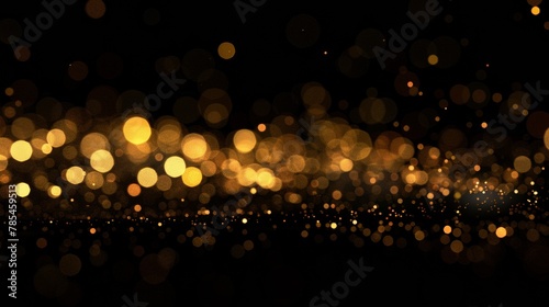 A blurry image of gold and black with many small circles. The circles are scattered throughout the image, creating a sense of movement and energy. Scene is one of excitement and celebration