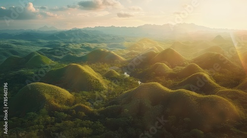 Chocolate hills with rivers of milk, confectionery terrain photo