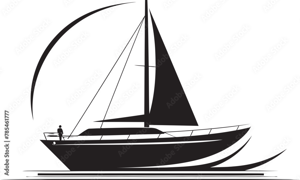 Vector Illustration of a Yacht Moored by a Remote Beach